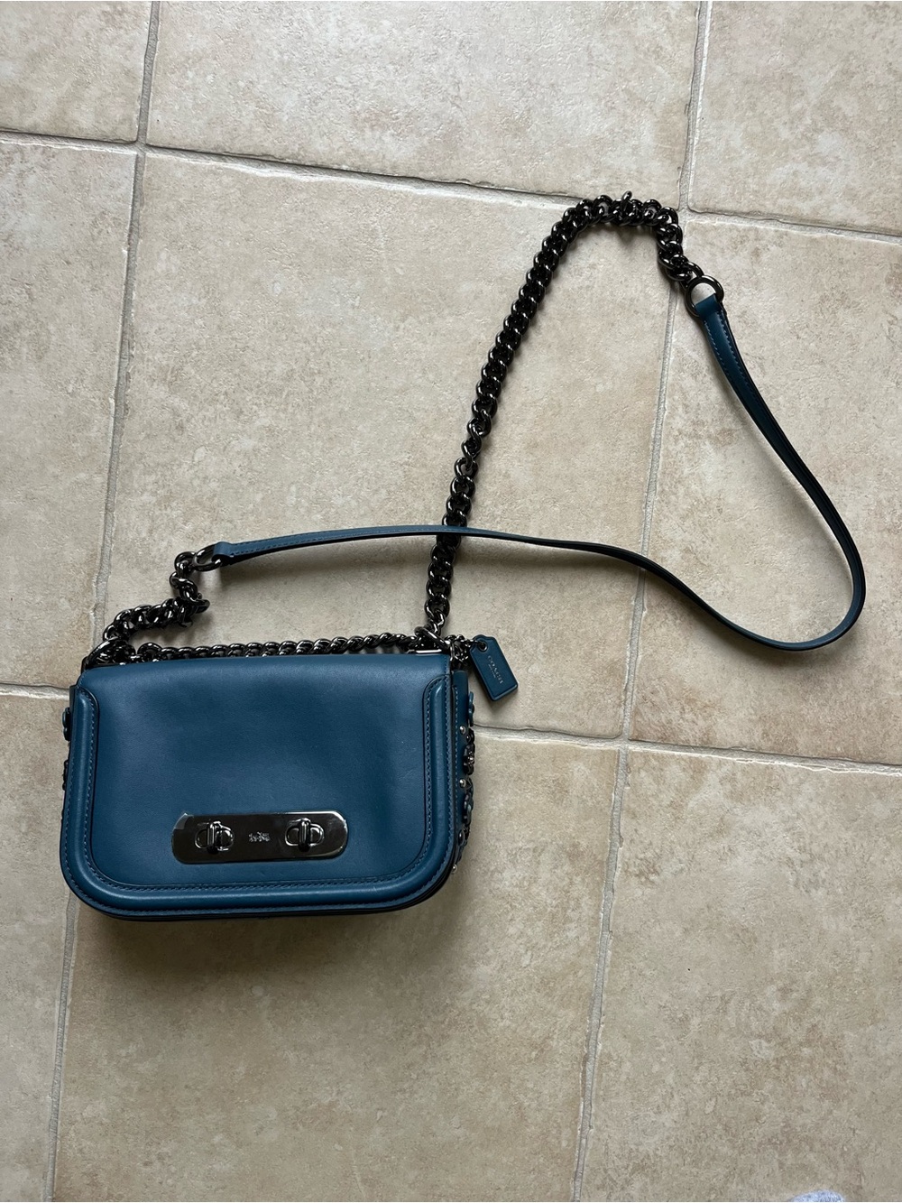 Coach Swagger 20 Willow Floral Tea Rose Leather Crossbody Bag